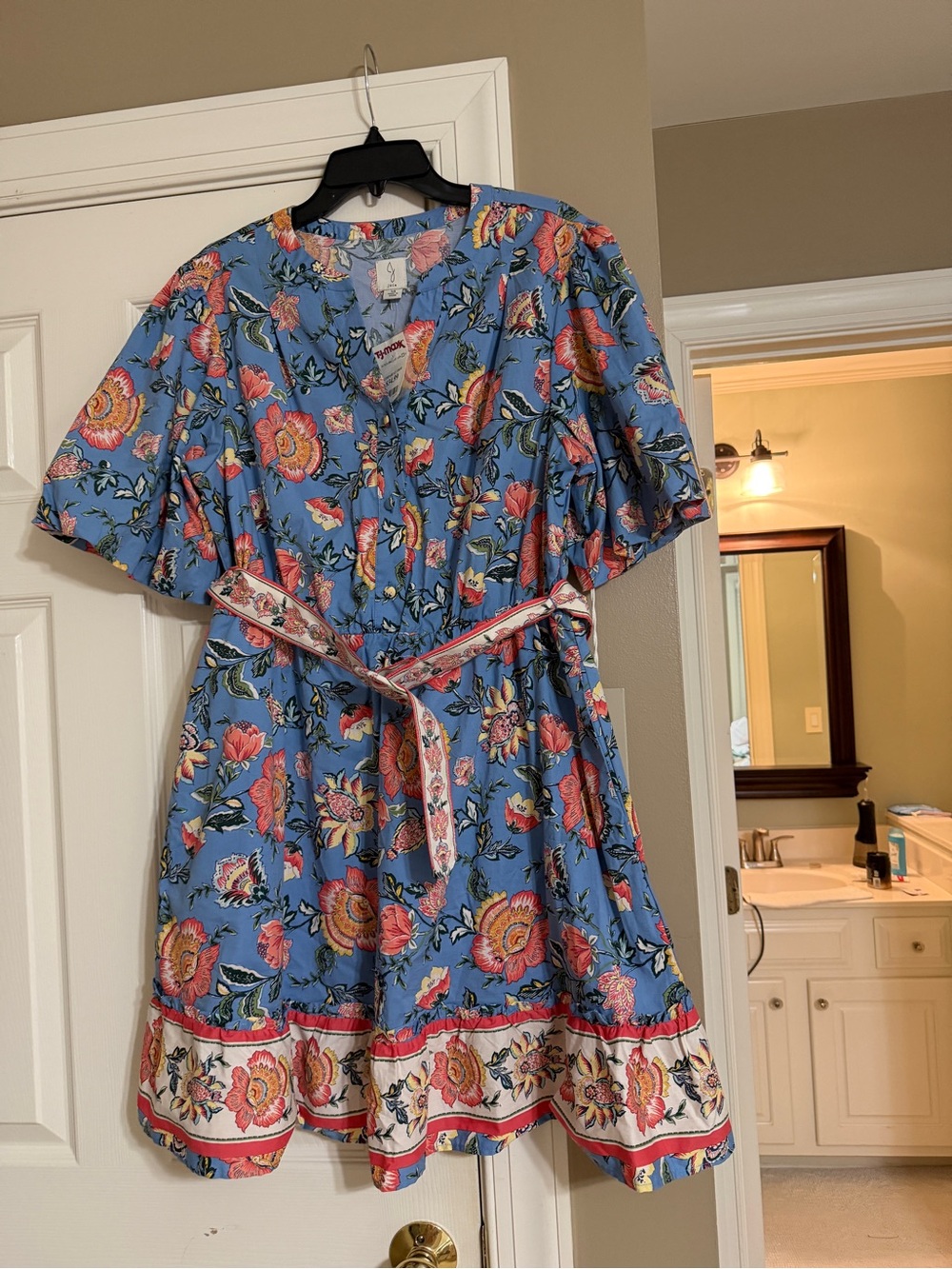 Joie Blue Floral Girl's Dress with Floral Belt